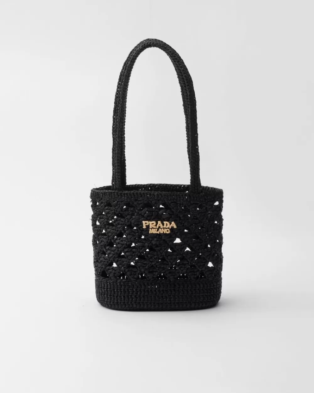 Donna Prada Borsa Shopping Crochet In Tessuto Intrecciato