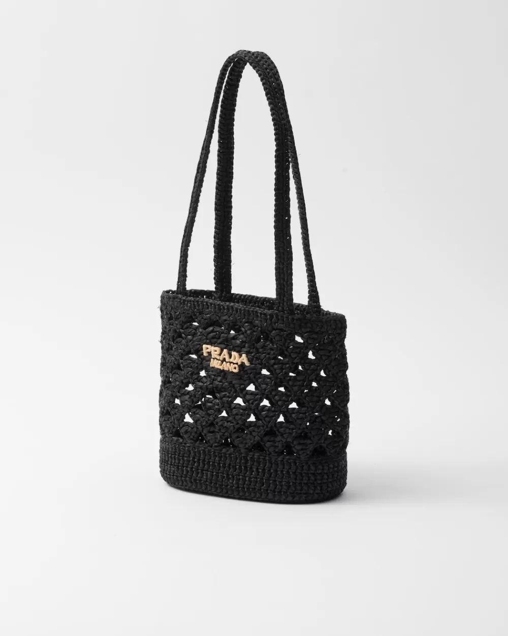 Donna Prada Borsa Shopping Crochet In Tessuto Intrecciato