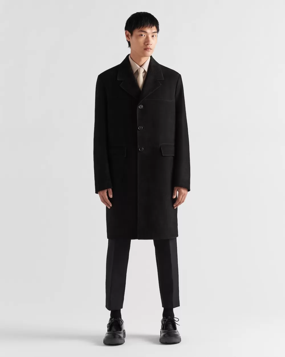 Uomo Prada Cappotto In Pelle Scamosciata