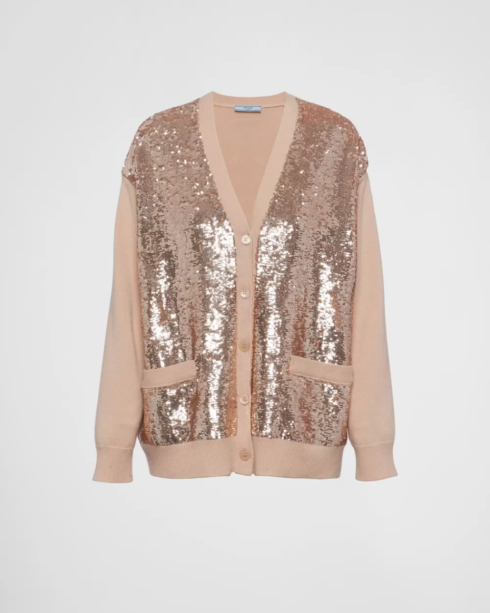 Donna Prada Cardigan In Lana Cashmere Con Paillettes