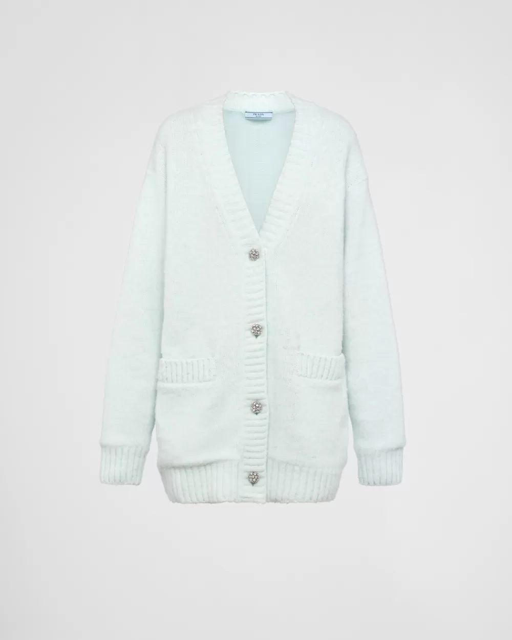 Donna Prada Cardigan In Lana Shetland