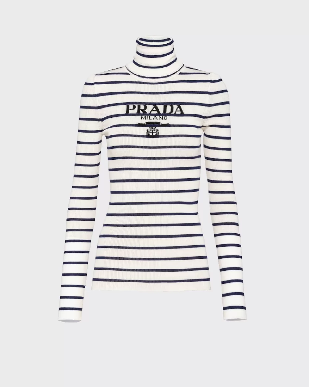 Donna Prada Maglia Collo Alto In Lana Pettinata