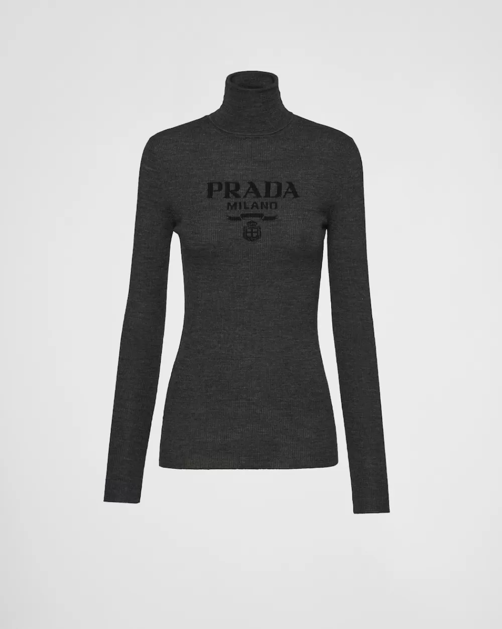 Donna Prada Maglia Collo Alto In Lana Pettinata