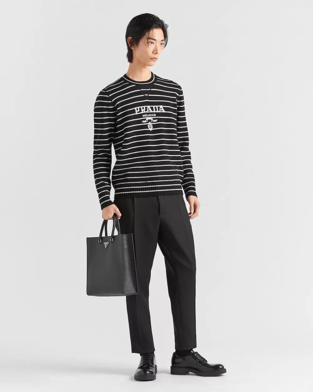 Uomo Prada Maglia Girocollo In Lana Cashmere