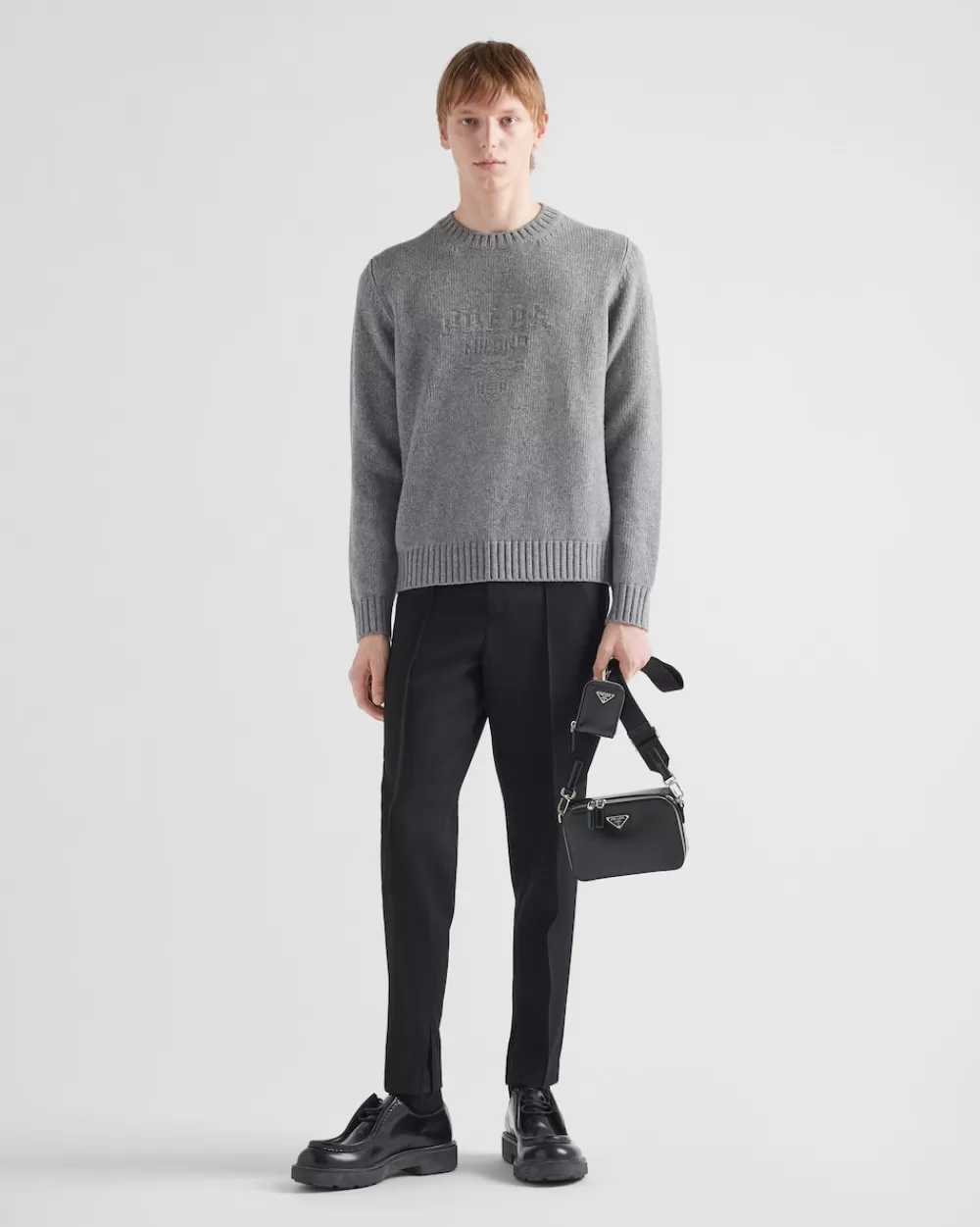 Uomo Prada Maglia Girocollo In Lana Cashmere