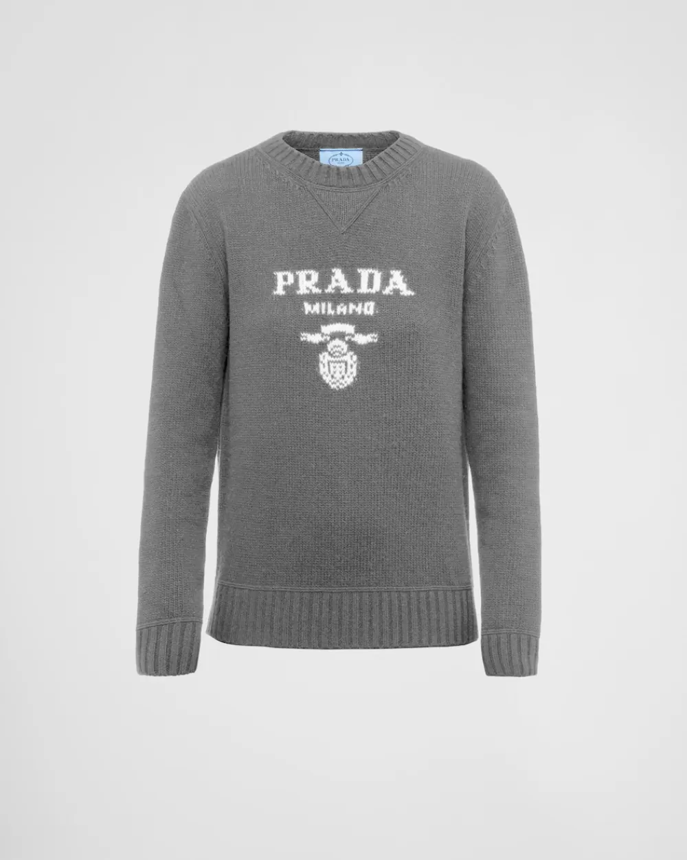 Donna Prada Maglione Girocollo In Lana Cashmere Con Logo