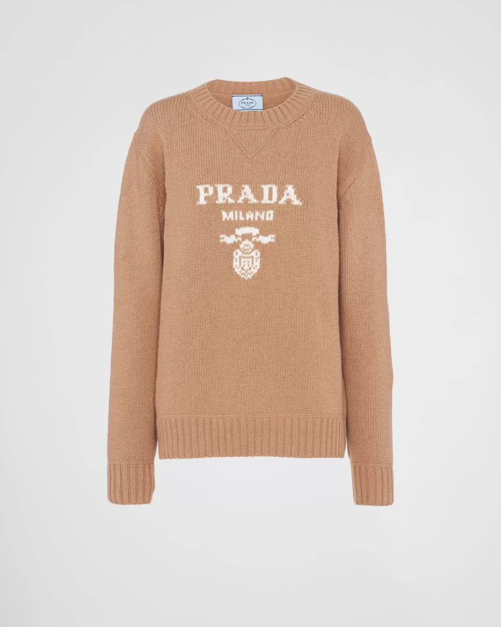 Donna Prada Maglione Girocollo In Lana Cashmere Con Logo