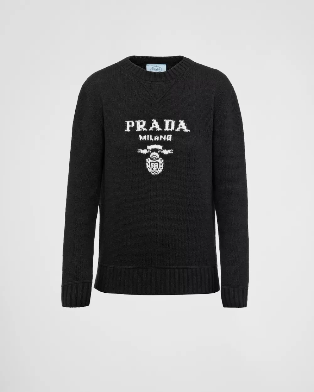 Donna Prada Maglione Girocollo In Lana Cashmere Con Logo