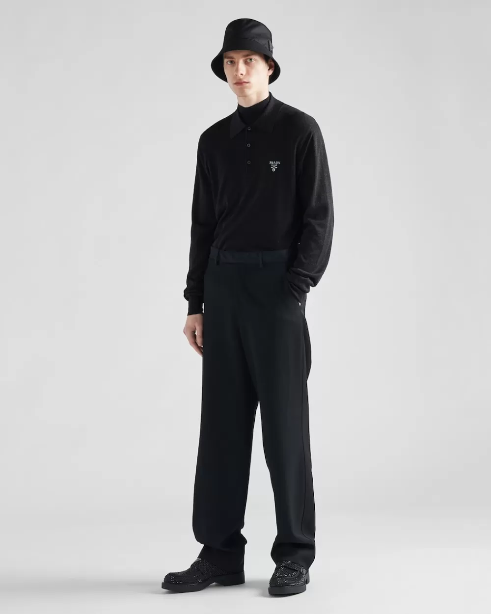 Uomo Prada Pantaloni In Gabardine Lana