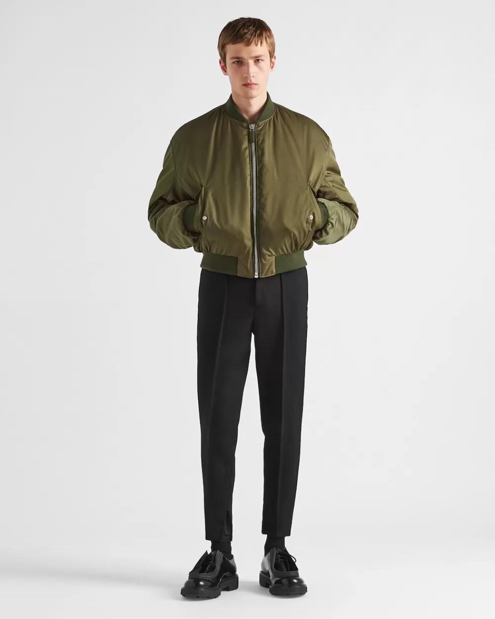 Uomo Prada Pantaloni In Gabardine Tecnico