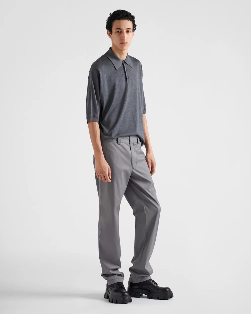 Uomo Prada Pantaloni In Popeline Stretch