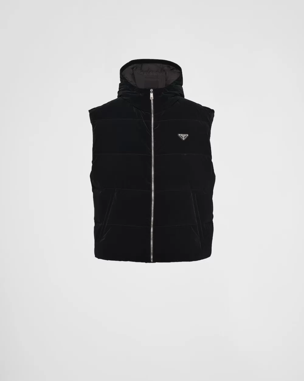 Uomo Prada Piumino Gilet Con Cappuccio In Tessuto Tecnico