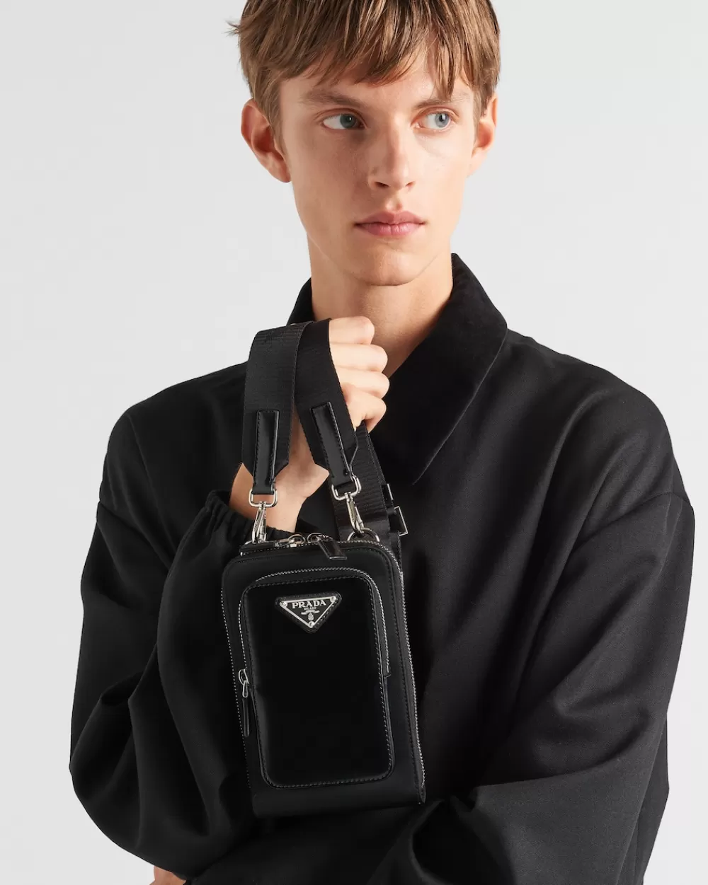 Uomo Prada Porta Smartphone In Re-nylon E Spazzolato