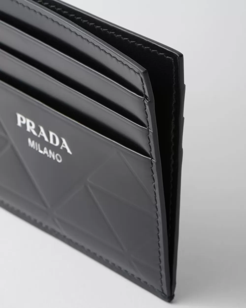 Uomo Prada Portacarte In Pelle Spazzolata