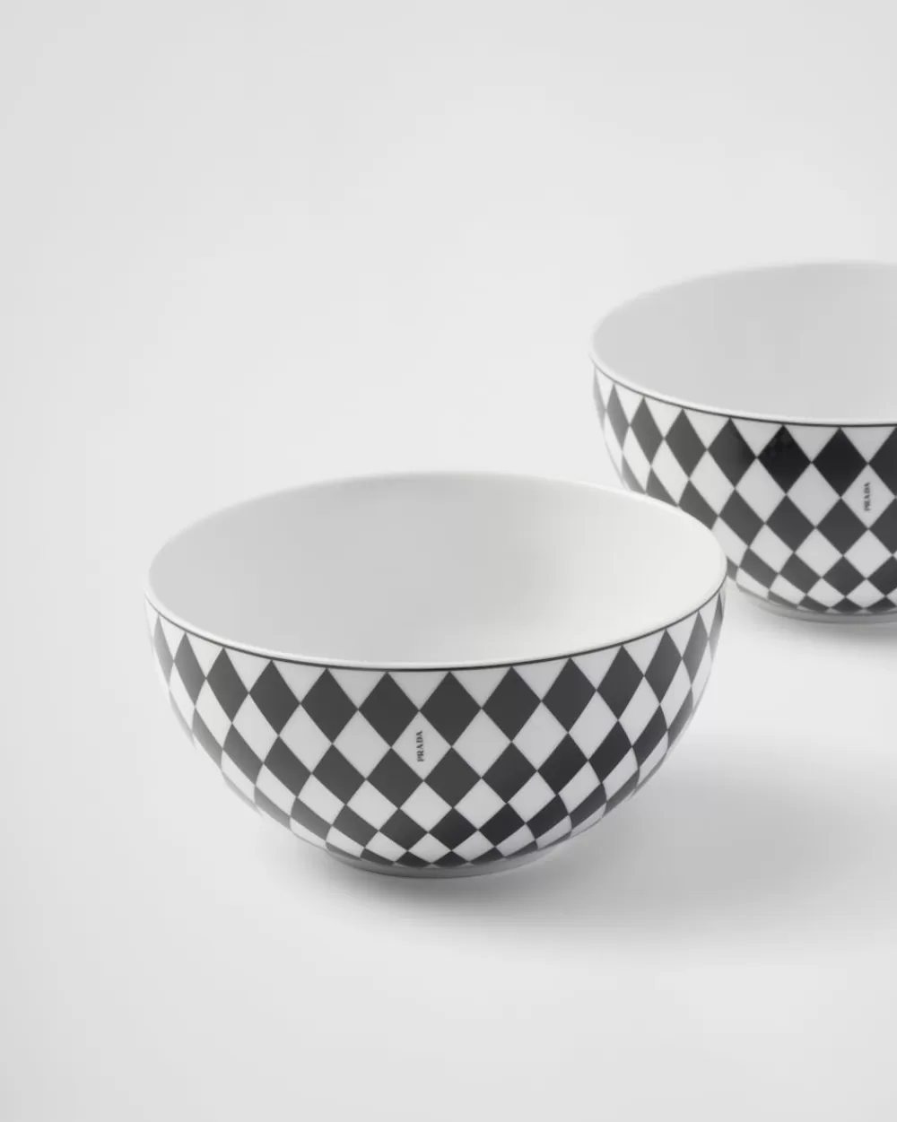 Prada Set Di Due Ciotole Da Zuppa In Porcellana - Checkerboard