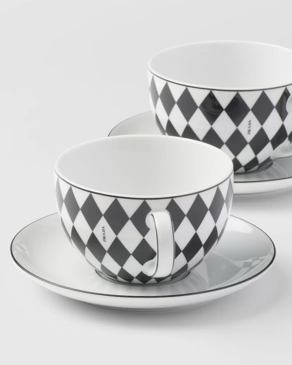 Prada Set Di Due Tazze Da Cappuccino In Porcellana - Checkerboard
