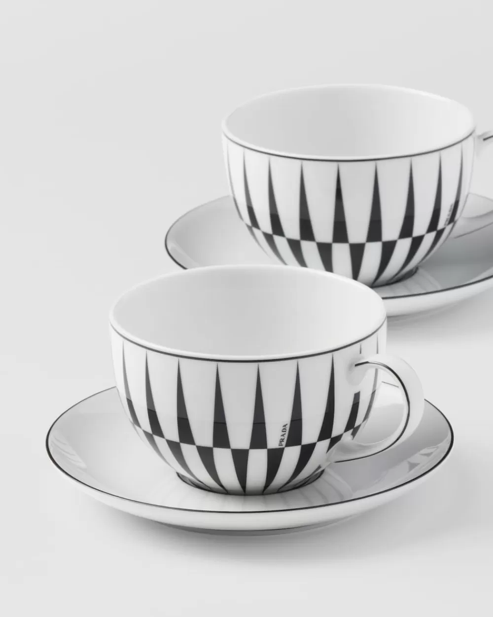 Prada Set Di Due Tazze Da Cappuccino In Porcellana - Stripes