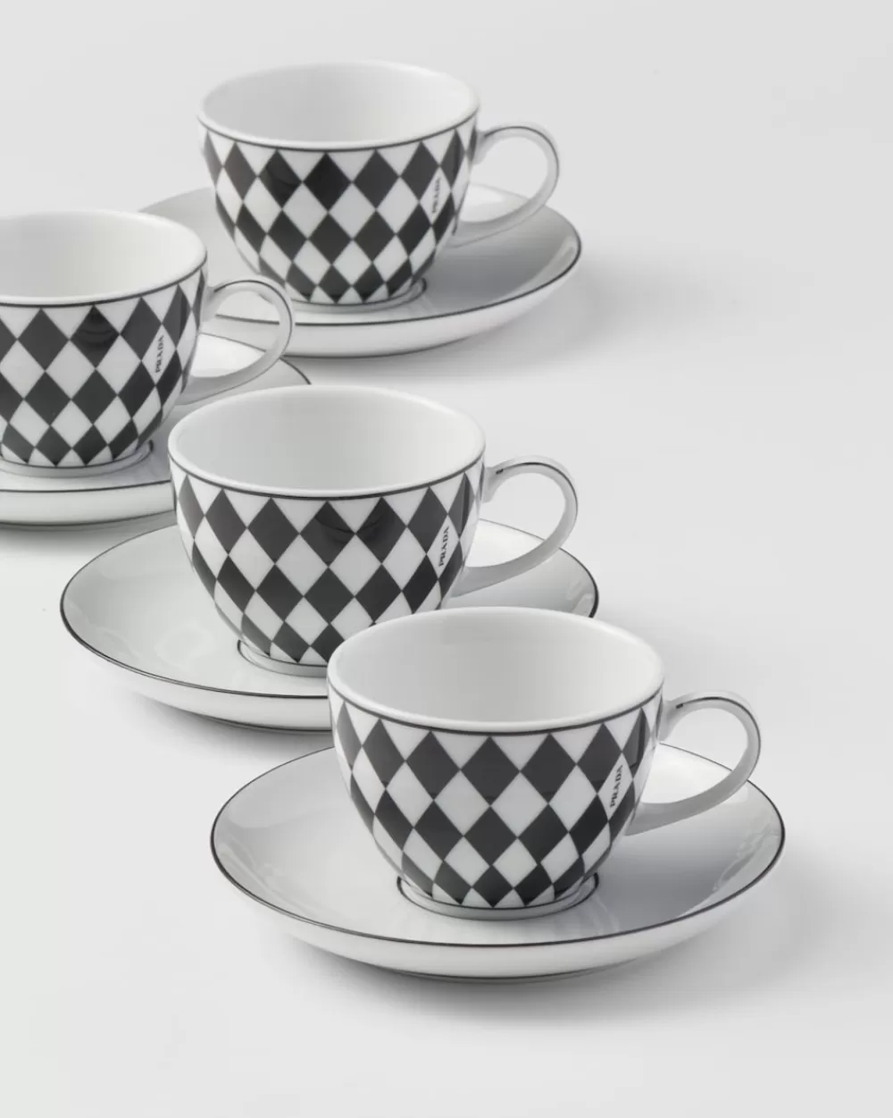 Prada Set Di Quattro Tazzine Da Caffè In Porcellana - Checkerboard