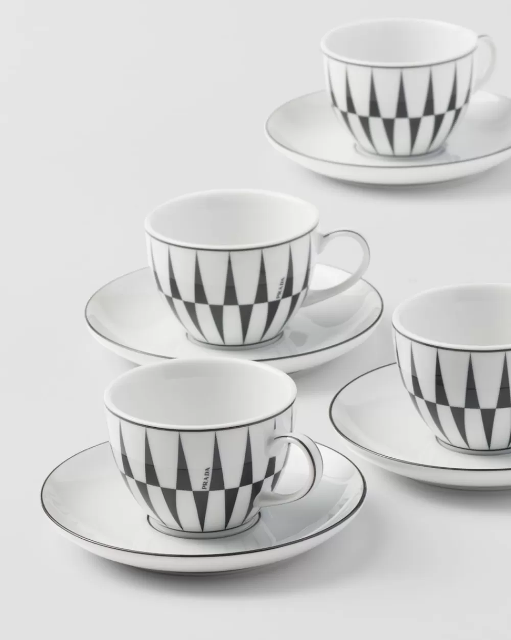 Prada Set Di Quattro Tazzine Da Caffè In Porcellana - Stripes