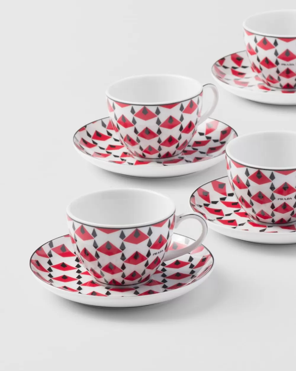 Prada Set Di Quattro Tazzine Da Caffè In Porcellana - Vienna Red