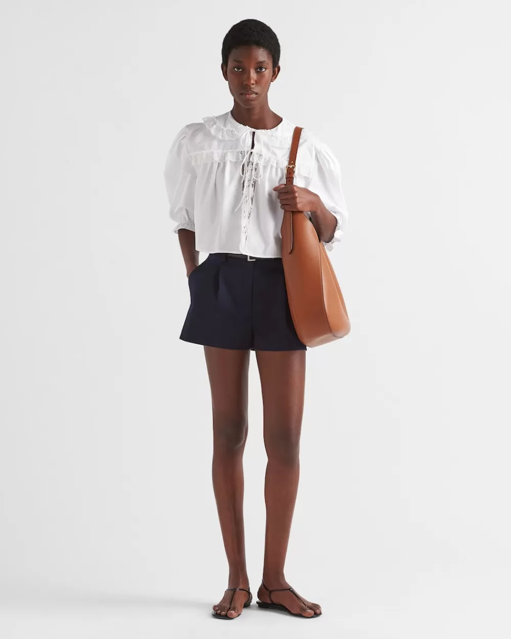 Donna Prada Shorts In Gabardine Con Fibbia