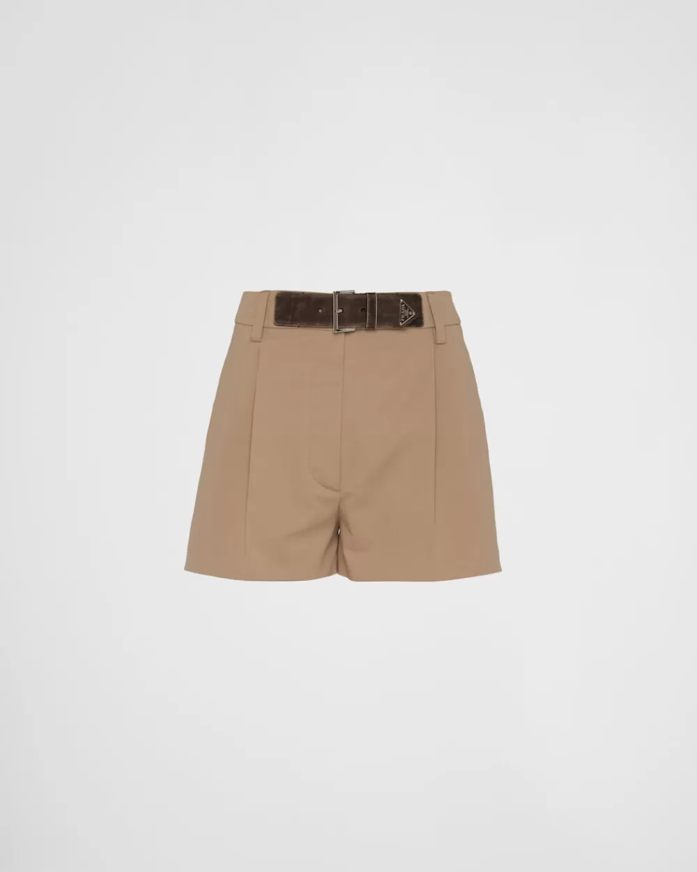 Donna Prada Shorts In Gabardine Con Fibbia