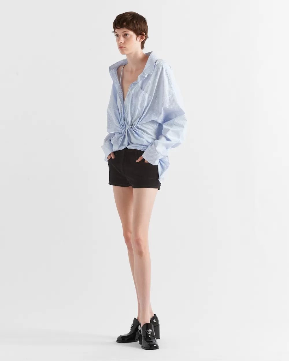 Donna Prada Shorts In Velvet Denim