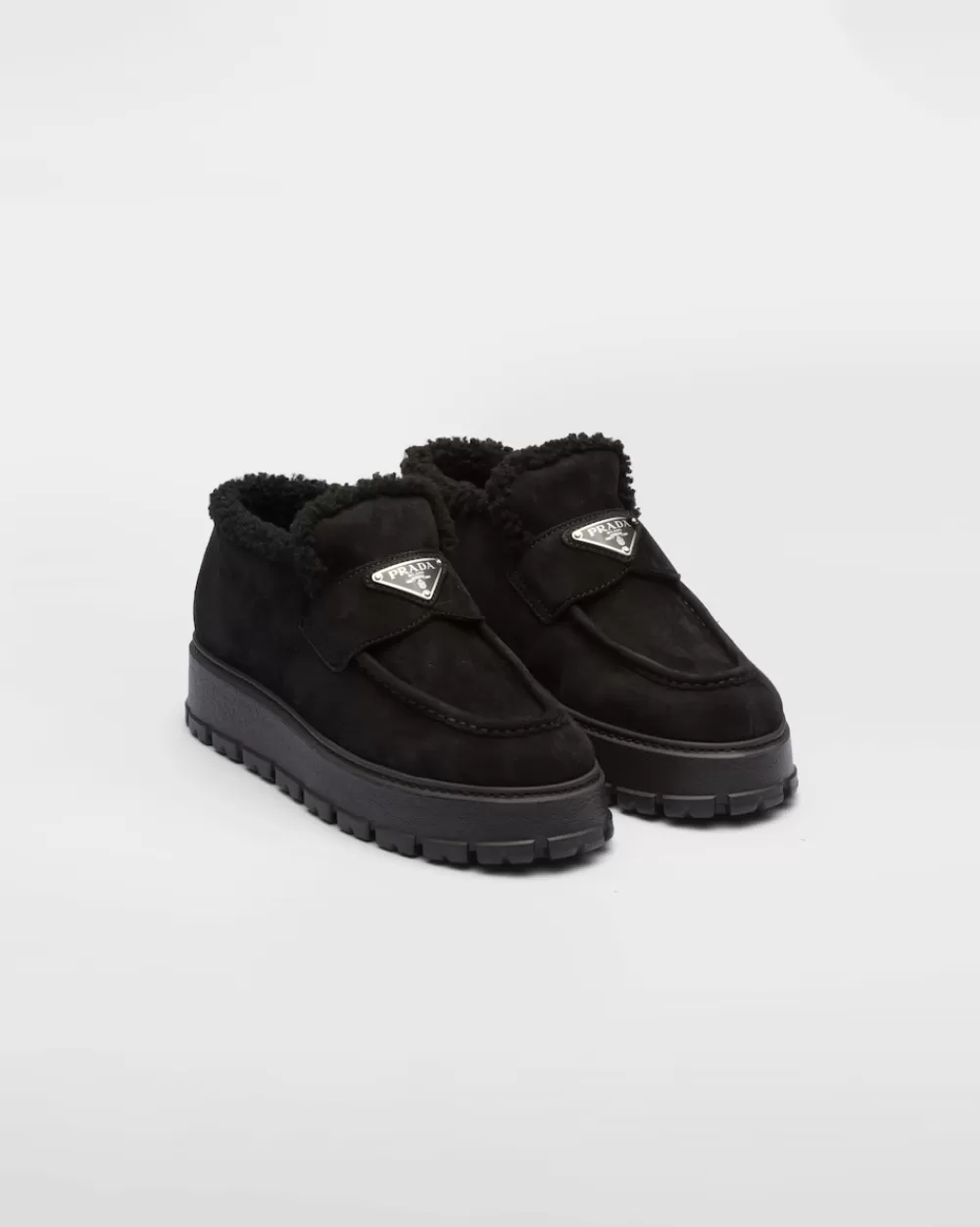 Donna Prada Slip-on Alte In Pelle Scamosciata